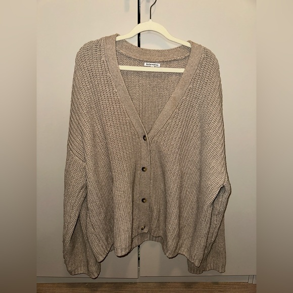 Reformation Beige Knit Oversized Cardigan size XL